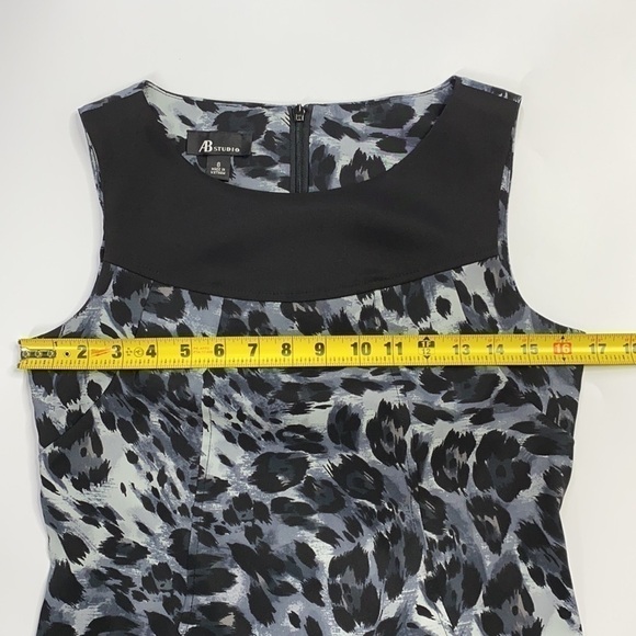 AB Studio Sleeveless Animal Print Black Gray Dress Size 8 - Picture 5 of 8